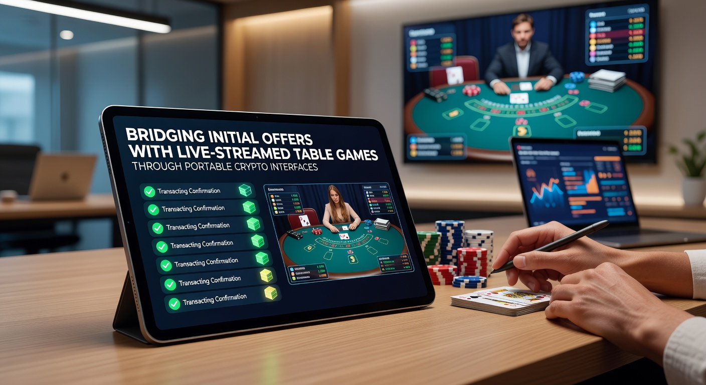 Portable crypto wallet interface displaying welcome bonus integration with live table game options on a smartphone screen