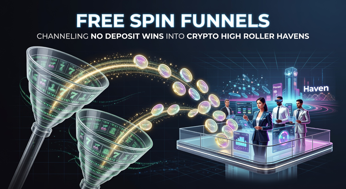Vibrant slot machine reels spinning with cryptocurrency symbols overlayed, illustrating the transition from free spins to high-stakes crypto betting
