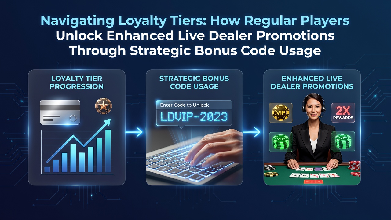 Casino player interface showing loyalty tier progression and live dealer bonus options