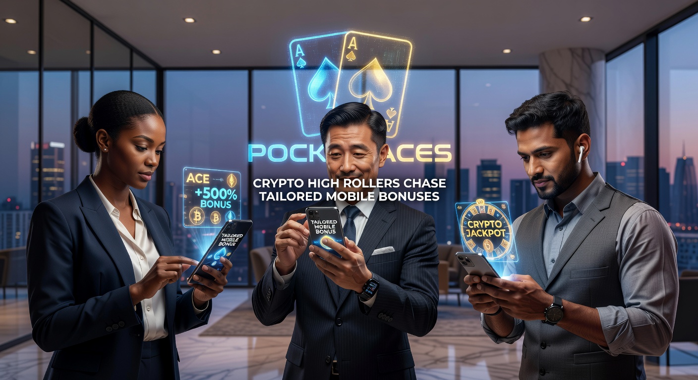 Crypto high roller accessing exclusive mobile bonuses on a sleek smartphone screen during a high-stakes poker session