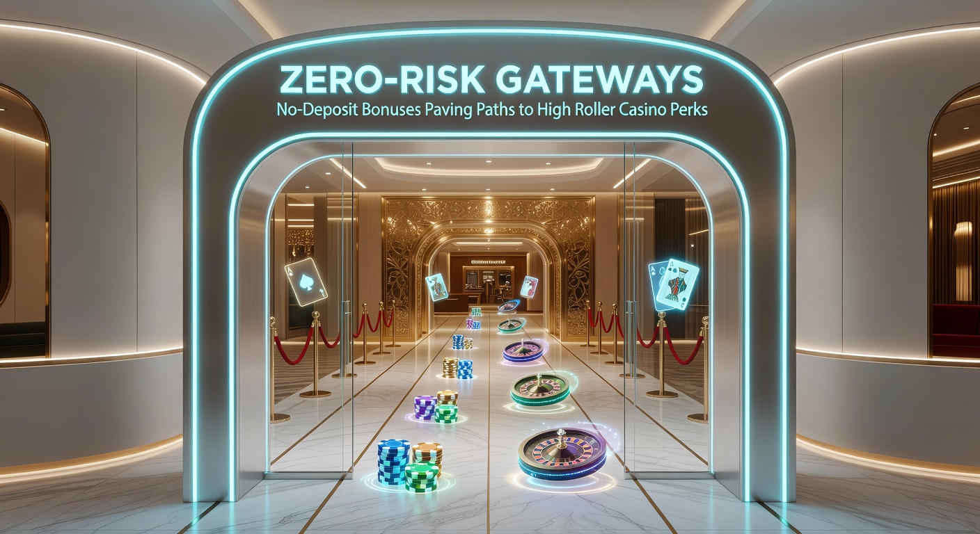 High-roller VIP lounge in a casino with luxury perks, no-deposit bonus pathway visualized